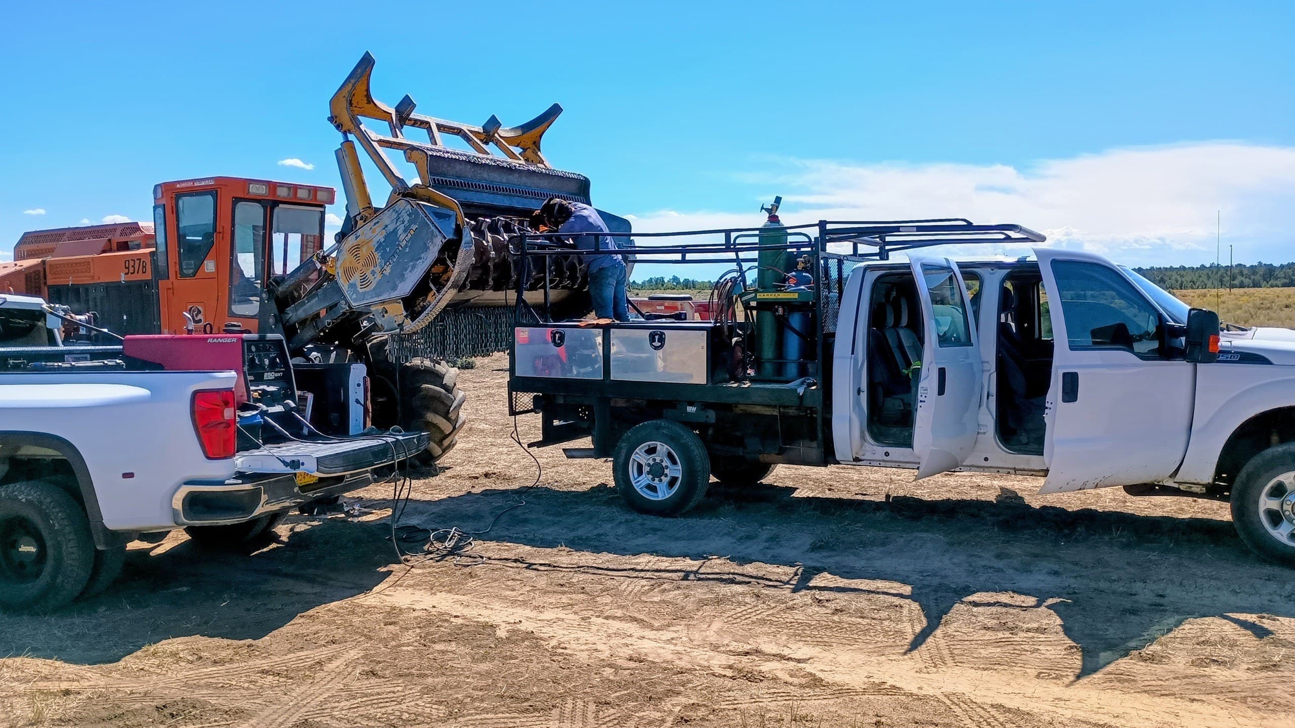 Accu-Fab mobile service truck equipped for on-site welding, fabrication, and heavy equipment repair